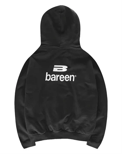 Bareen - Logo Oversized Zip Hoodie - Black